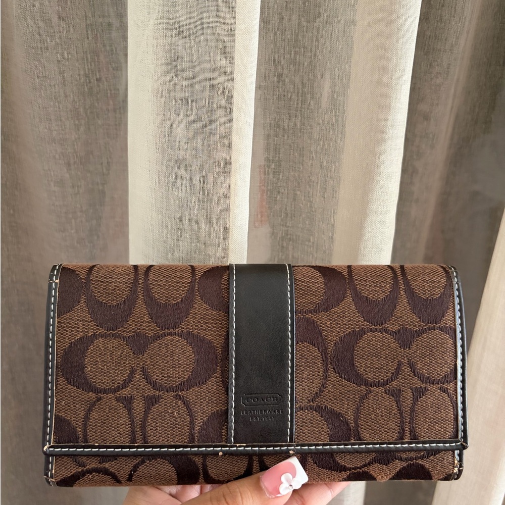 Coach Signature Brown and Black Wallet